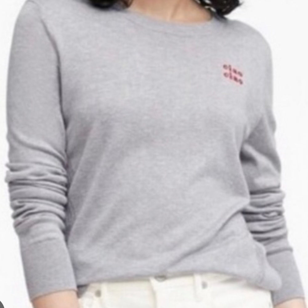 BANANA REPUBLIC Ciao Ciao Silk Gray Long Sleeve Sweater Small